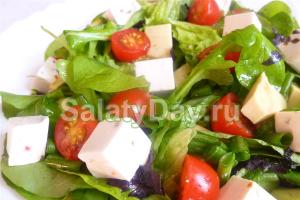 Салат с сыром фетакса и помидорами